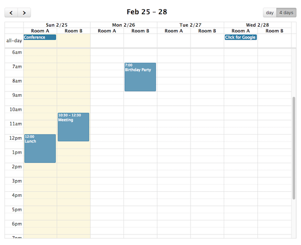Screenshot: Vertical resource view with datesAboveResources