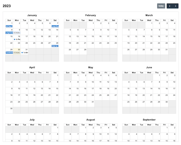Screenshot: multiMonthYear as a grid