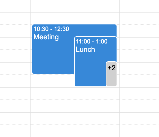Screenshot before more-link has been clicked in timegrid view