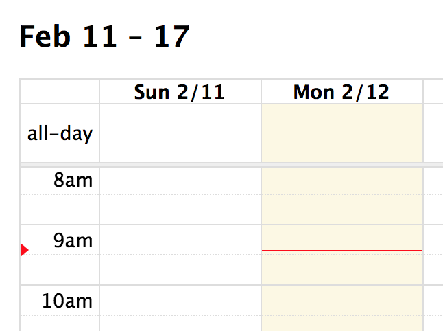 timegrid view now-indicator